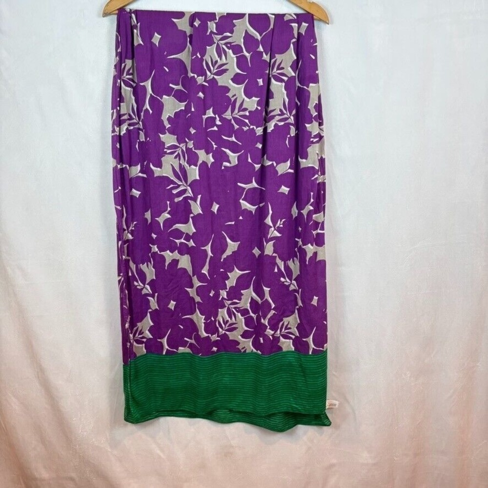 Old Navy Womens Purple Green Floral 100% Cotton Lightweight Scarf 70x25